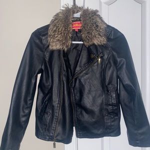 Black, faux leather jacket
